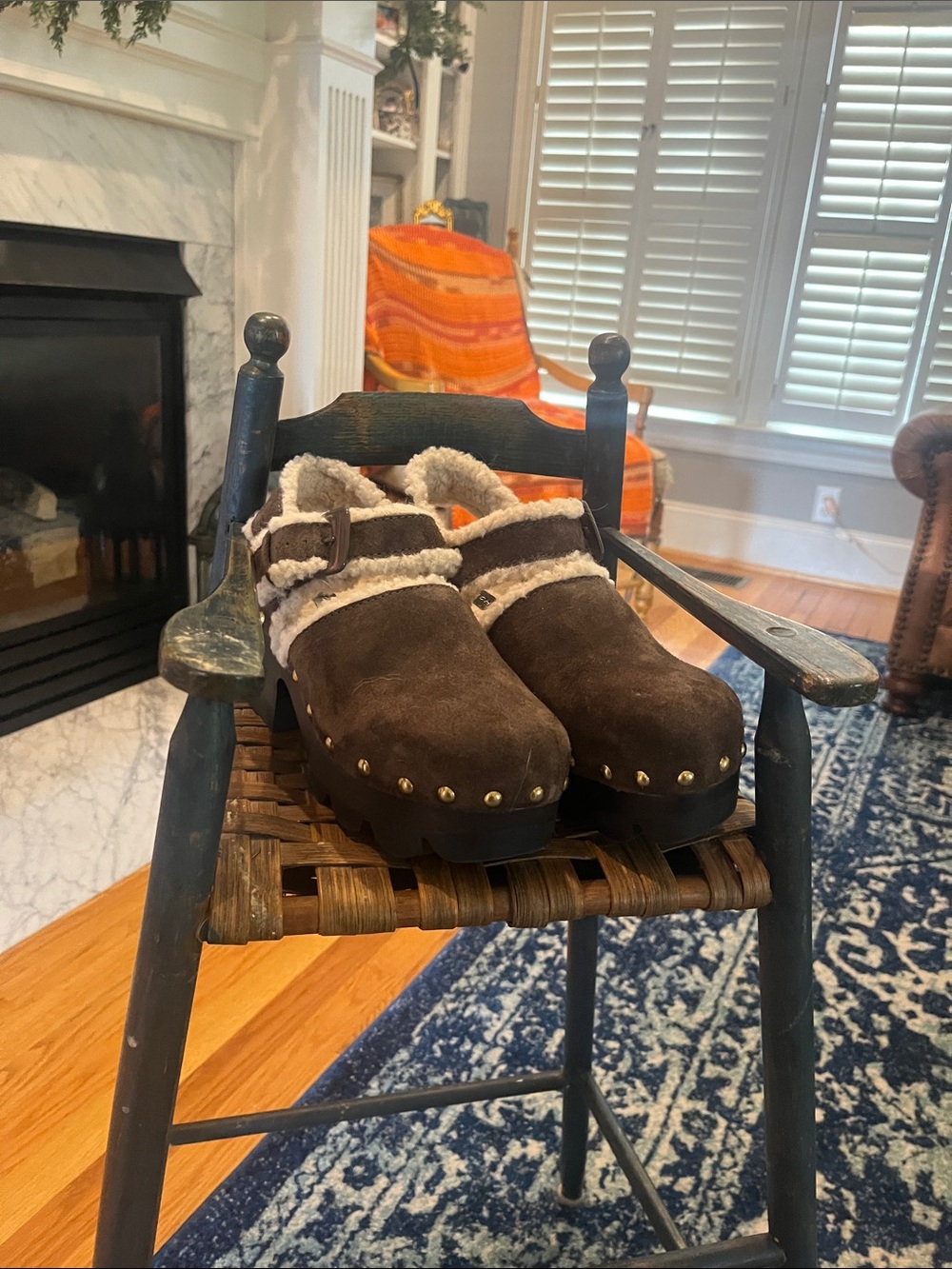 Tory Burch Woman's Brown Suede Shearling Clog